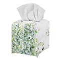 thumbnail image 1 of POLERO Fashion Tissue Box Cover with Green Floral Leaves, Leather Car Tissue Holder Waterproof Napkin Dispenser for Home Office Restaurant Desk Decor, Square 5.1x5.1x5.5'', 1 of 7