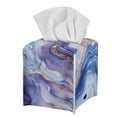 thumbnail image 1 of POLERO Fashion Tissue Box Cover with Purple Blue Marble, Leather Car Tissue Holder Waterproof Napkin Dispenser for Home Office Restaurant Desk Decor, Square 5.1x5.1x5.5'', 1 of 7