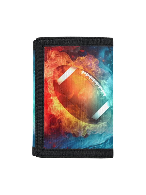 Fire Flame Rugby Trifold Children's Money Wallet, Slim Portable Polyester Money Bag for Daily Use Outdoor Travel