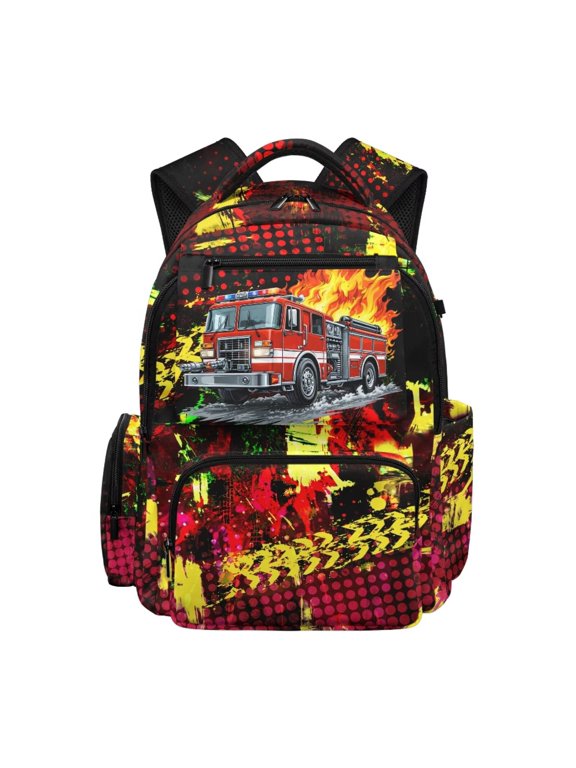 Fire Truck Backpack for Boys 8-12 School Backpack for Kids Children Teens Elementary Middle School Students Bookbag Large Capacity School Bag Travel Back Pack