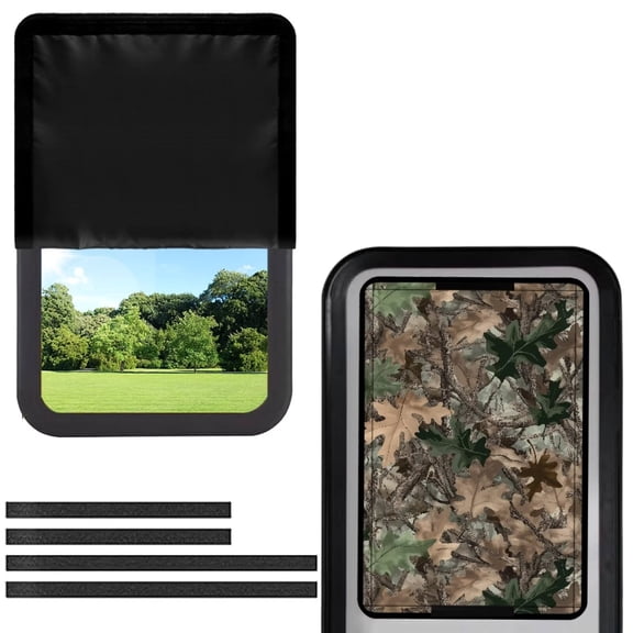 POLERO Forest Camo Hunting RV Door Window Shade, Foldable RV Blackout Window Cover, Stylish Sun Shade with Reflective Silver Coating, UV Protection Camper Screen Door Protector
