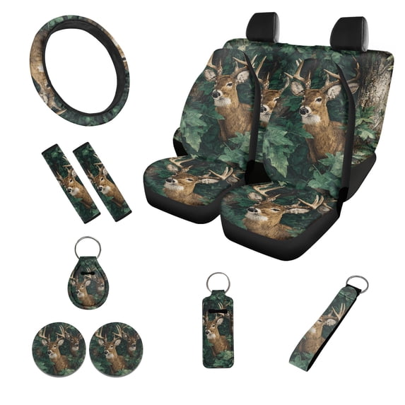 POLERO Forest Deer Print Cars Accessories Set with Car Seat Covers Full ...