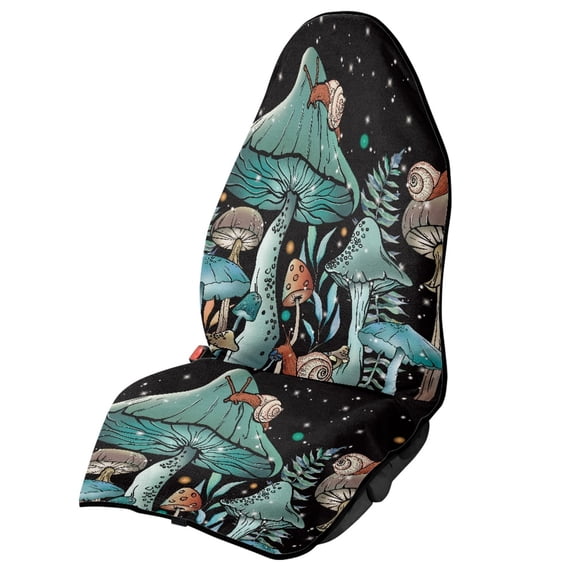 POLERO Front Seat Cover Machine Washable Microfiber, Compatible with Van Truck Seat, for Cars Trucks SUVs, Mushroom Snail Print
