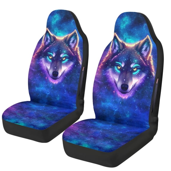 POLERO Galaxy Classic Wolf Print, Easy Installation Washable Seat Protectors Protective Automobile Seats Protector Pad Mat for Automotive
