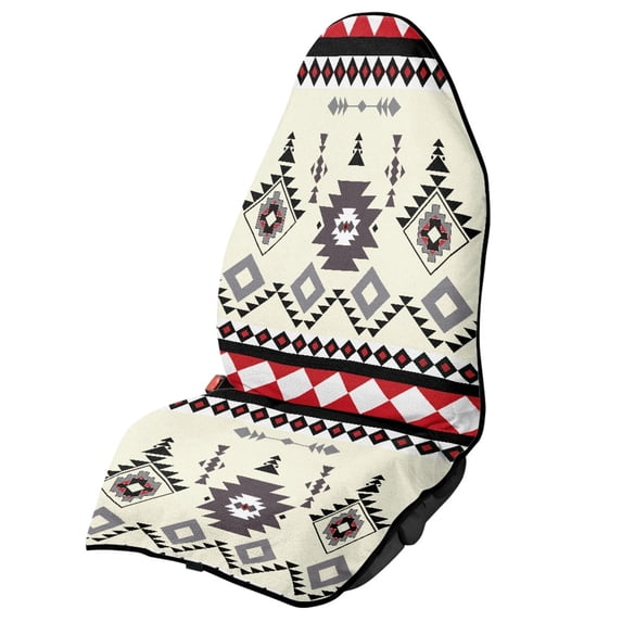 POLERO Geometric Print Bucket Seat Cover, Waterproof Microfiber Terry Cloth, Non Slip Washable for Van Sedan and Daily Driving