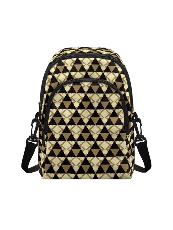 Geometric Triangle Decoration Lightweight Cross Body Bag for Travel Casual Shopping, Polyester Secure Zipper Closure Sling Bag