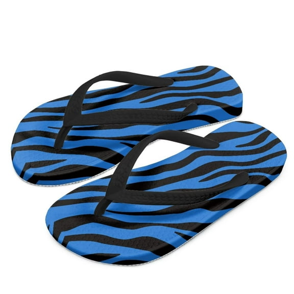 POLERO Girls Boys Blue Zebra Print Flip Flops Sandals Kids Water Shoes - Thong Beach Slides Slip On Quick Dry (Toddler-Little Kid) Size 12