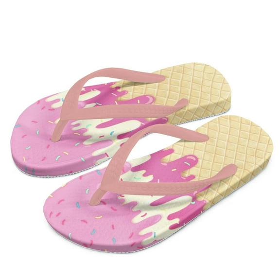 POLERO Girls Boys Cute Ice Cream Print Flip Flops Sandals Kids Water Shoes - Thong Beach Slides Slip On Quick Dry (Toddler-Little Kid) Size 2