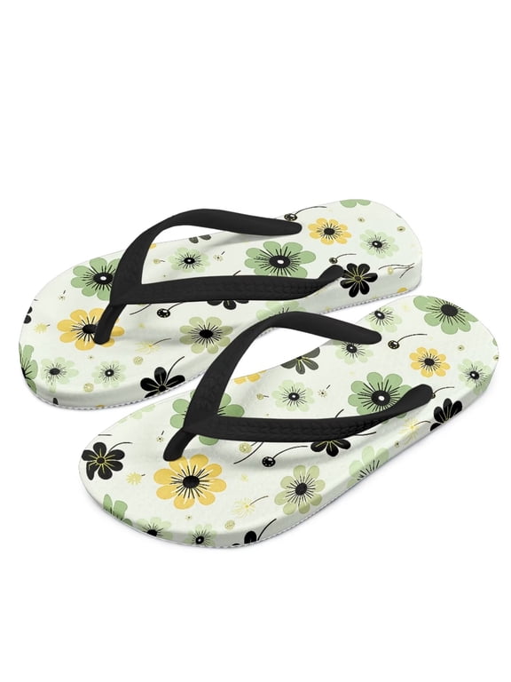 Girls Classic Non Slip Beach Sandals Groovy Floral Print Casual Flip Flop Surfer Boy Girl Size 3