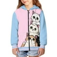 thumbnail image 1 of POLERO Girls Cute Graphic Print Zip Up Hoodies with Pocket Cartoon Cats Pink Blue Print Comfort Soft Hooded Sweatshirts Winter Warm Fleece Jacket 6-7 Years, 1 of 7