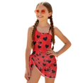 thumbnail image 1 of POLERO Girls' Cute Ladybug & Black Heart One-Piece Swimsuit with Mesh Cover Up - Quick Dry, Adjustable Straps for Beach & Pool Days, 1 of 10