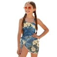 thumbnail image 1 of POLERO Girls' One-Piece Swimsuit with Mesh Cover Up Skirt - Tropical Floral Palm Design - Quick Dry, Adjustable Straps for Beach & Pool Vacations (7-18 Years), 1 of 10