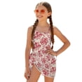 thumbnail image 1 of POLERO Girls' One-Piece Swimsuit with Mesh Cover-Up Skirt - Red Hibiscus Floral Print, Quick Dry & Adjustable Straps for Beach Vacation, Pool Days, 1 of 10
