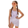 thumbnail image 1 of POLERO Girls' Watercolor Lavender Floral One-Piece Swimsuit with Mesh Cover Up - Quick Dry, Adjustable Straps for Beach & Pool Vacation, 7-18 Years, 1 of 10