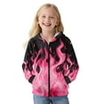 thumbnail image 1 of POLERO Girls Winter Jacket Pink Flame Print Hoodies Kids Zipper Fleece Hoodie Girls Jacket Warm Cozy Outwear Coat with Pockets, Size S, 1 of 7