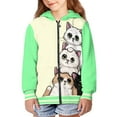 thumbnail image 1 of POLERO Girls Zip Up Cropped Hoodies Teen Long Sleeve Cartoon Cats Yellow Green Print Sweatshirts Kids Fall Casual Jacket with Pockets, 11-13 Years, 1 of 7