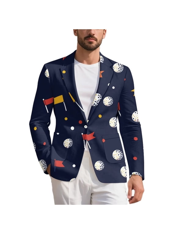 Golf Ball Blazer for Mens Casual Sport Coat Wedding Party Dress Tuxedo Jacket 1 Button Business Blazer Suit Jacket