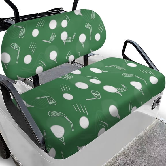 POLERO Golf Ball Print Golf Cart Seat Protector Easy to Install Ezgo Txt Front and Back Seat Cushion Cover for Golfcart Decorations All Seasons, Green
