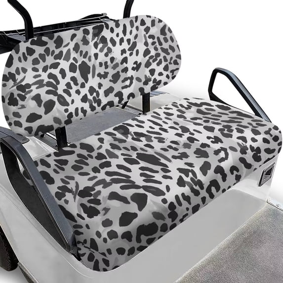 POLERO Golf Cart Seat Covers for Club Car Front and Rear Seat Cushion, Grey Leopard Universal Fit for Women Men Ezgo Golf Cart Accessories, Breathable & Easy to Clean