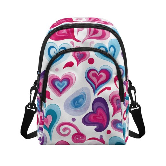 POLERO Gradient Hearts Lightweight Sling Bag, Polyester Zipper Closure Mini Purse for Women, Traveling and Daily Shopping