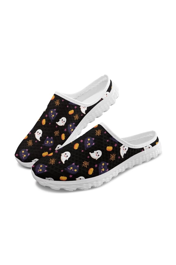 Halloween Ghost Women Mules Shoes Slip On Walking Sneakers Anti Slip Sole Casual Footwear House Slippers