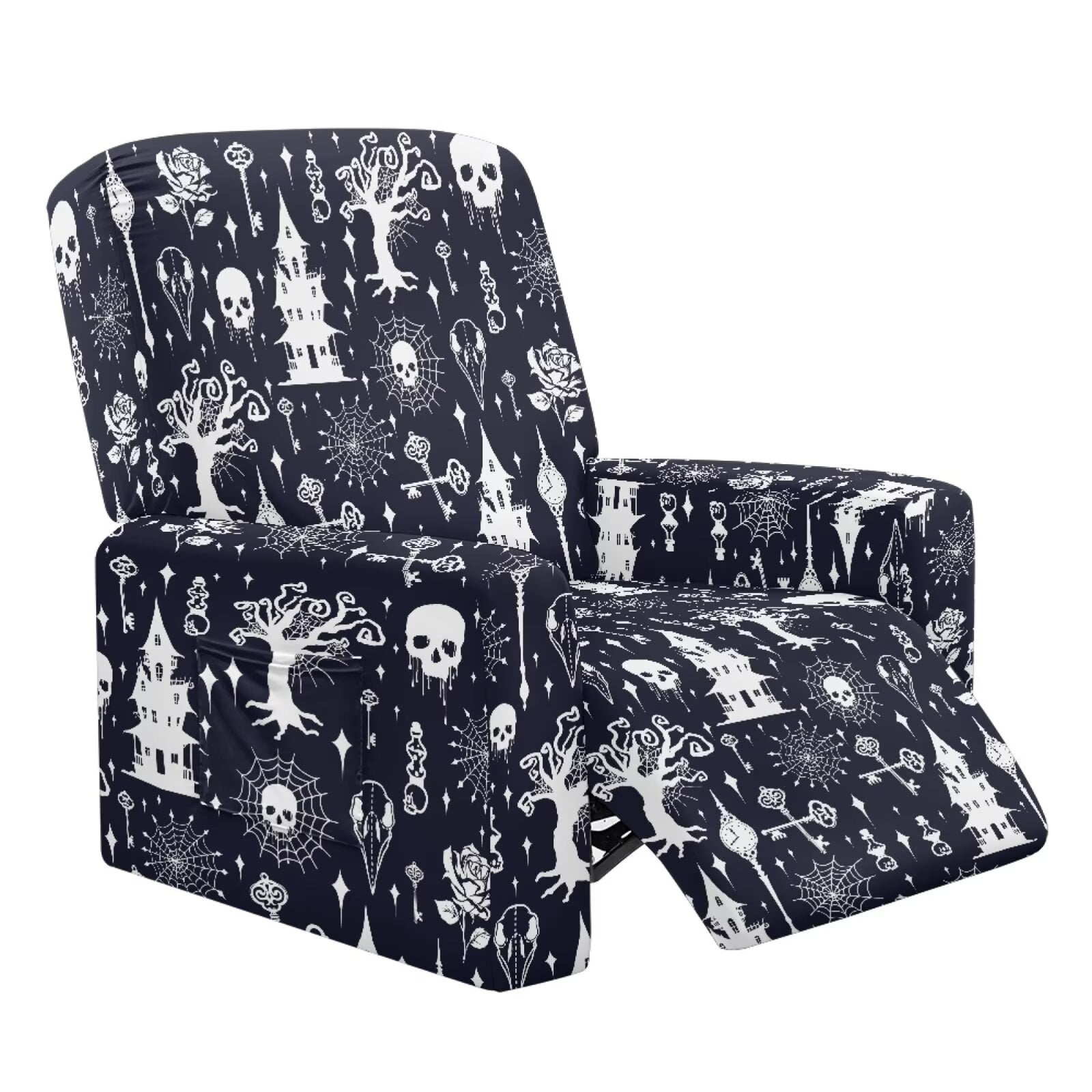 POLERO Halloween Skull Castle Pattern Recliner Chair Cover 4-Pieces ...