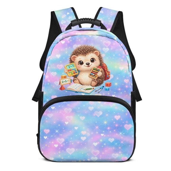 POLERO Hedgehog Pattern Comfortable Casual Bag for Travel Daily Use, Large Capacity Two Side Pockets Polyester Bookbag