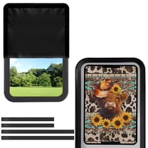 POLERO Highland Cattle Cowboy RV Door Window Shade for Total UV Protection, Sunflower Half-Fold Design Window Sunshade Blinds for Camper Windows Travel Trailer Camping Accessories 17.3" x 26"