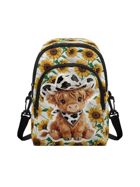 Highland cow Crossbody Bag for Sport Casual, Adjustable Strap Sling Bag Polyester Lightweight Crossbody Sling Bag