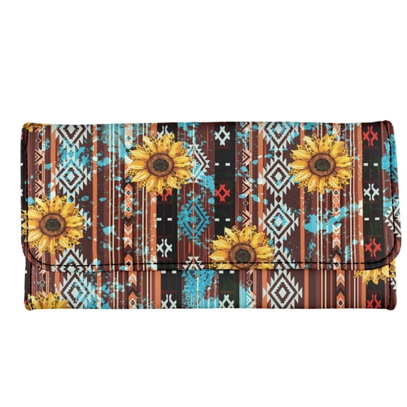 Crad Frame POLERO Holder Organizer Sunflower Design Buckle Trifold Card Holder ...