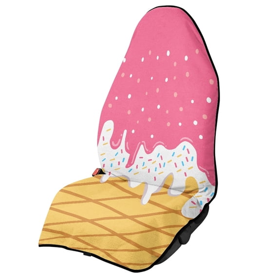 POLERO Ice Cream Waffle Print Car Towel Seat Cover Premium Terry Cloth Car Seat Cover, Sweat Absorbed Waterproof Car Seat Towel Cover Fit for Vans SUVs Trucks
