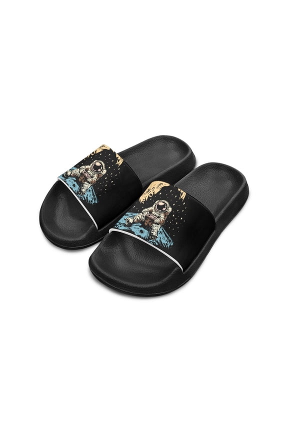 Kids Cartoon Astronaut Gaming Slides - Lightweight Non-Slip EVA Sandals for Beach, Pool & Indoor Use - Trendy Summer Footwear for Boys & Girls