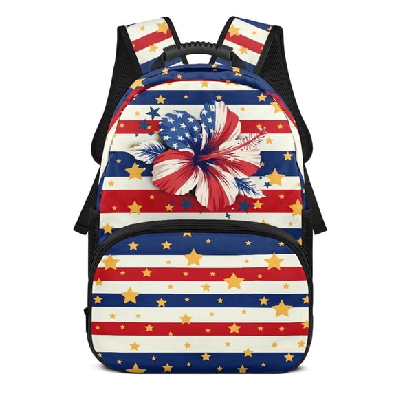 POLERO Large Capacity Backpack for School Outdoor Activities, Polyester Fabric Lightweight School Backpack, USA Star