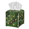 thumbnail image 1 of POLERO Leather Tissue Box Cover Christmas Tree Lights, Modern Square Tissue Box Holder for Creative Decorative, Ideal for Bathrooms/Office/Car/Nightstand/Dining Table, 5.1"X5.1"X5.5", 1 of 7