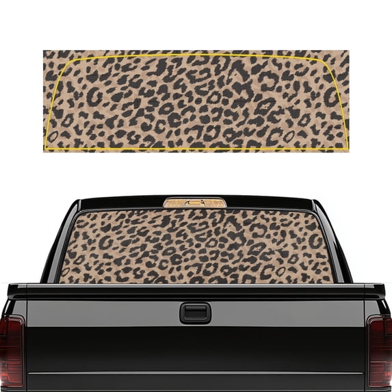 POLERO Leopard Paattern Car Rear Windshield Sunshade for Most Trucks, Vinyl Perforated Truck Rear Window Decal with Weatherproof
