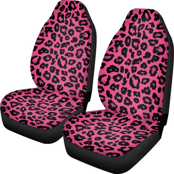 POLERO Leopard Print Front Seat Covers for Truck, 2 Pcs Breathable Vehicle Front Seats Covers Protector Washable Elastic Vehicle Seat Covers