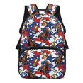 thumbnail image 1 of POLERO Lightweight Bookbag for School Travel, Polyester Waterproof School Backpack, Horse Racing Pattern, 1 of 10