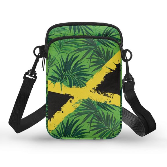 POLERO Lightweight Cell Phone Purse for Travel Running, Polyester Portable Crossbody Bag, Jamaica Flag Tropical
