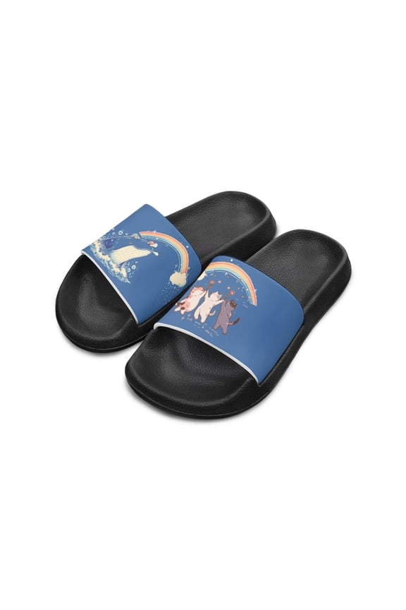 Low Heel Cats&Whale Slide Sandals Quick-Drying Thick Sole Beach Sandals