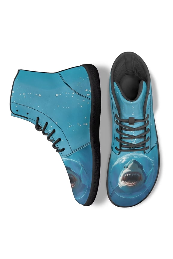 Men's Blue Shark High Top Walking Shoes for Boys Wide Width Office Work Business Flats Shoes High Top Running Athletic Sneakers for Walking Travel Outdoor Fitness Hiking Camping