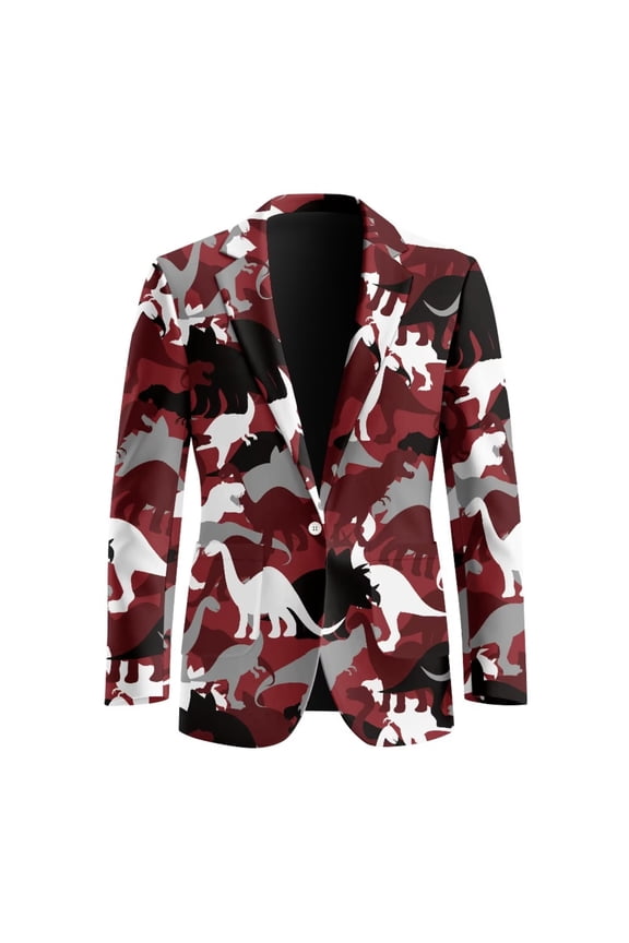 Men's Dinosaur Camo Sport Coat Lightweight Casual Blazer Suit One Button Business Suit Jackets Wedding Daily Blazer Suits for Party