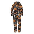 thumbnail image 1 of POLERO Men's Novelty One-Piece Pajamas Skull&Pumpkin Pattern Onesie Halloween Costumes Loose Fit Soft Comfortable Sleepsuit for Pajamas Party, Size S, 1 of 7