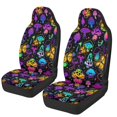 thumbnail image 1 of POLERO Neon Mushroom Butterfly Print Car Front Seat Covers for Auto, Easy to Install Automotive Seat Protectors Premium Polyester Front Seat Cover Set, 1 of 6