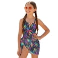 thumbnail image 1 of POLERO Neon Rainbow Palm Tree One-Piece Swimsuit with Mesh Cover Up Skirt - Quick Dry, Adjustable Straps for Teens 7-18 Years | Beach & Pool Vacation, 1 of 10
