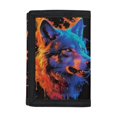 thumbnail image 1 of POLERO Neon Wolf Youth Wallet for Sports, Polyester Trifold Money Organizer with Foldable Lightweight Wear Resistant Children Wallets, 1 of 6