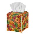 thumbnail image 1 of POLERO PU Leather Tissue Box Cover Square Pumpkin Leaves Thanksgiving, Waterproof Decorative Tissue Box Holder for Bathroom, Office, Desk, Car, 5.1"X5.1"X5.5", 1 of 7
