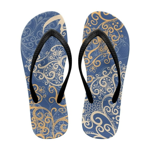 POLERO Paisley Floral Flip Flops for Women Beach Arch Support Waterproof Shower Shoes for Daily Walking