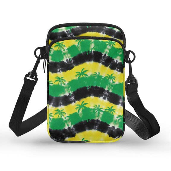 POLERO Palm Tree Tropical Pattern Mini Crossbody Messenger Bag, Leakproof Cell Phone Purse 2 Layer Crossbody Bag for Hiking Shop