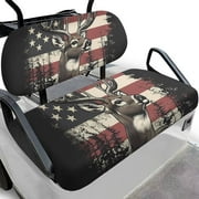 POLERO Patriot Golf Seat Covers for Cart Universal Fit Club Car Precedent American Flag Deer Print Breathable Golf Cart Bench Seat Covers Washable Fashion Accessories