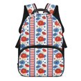 thumbnail image 1 of POLERO Patriotic Floral & Stars Stripes Pattern 17 Inch Backpack for Girls, Polyester Durable Large Capacity School Backpack for Travel, 1 of 10